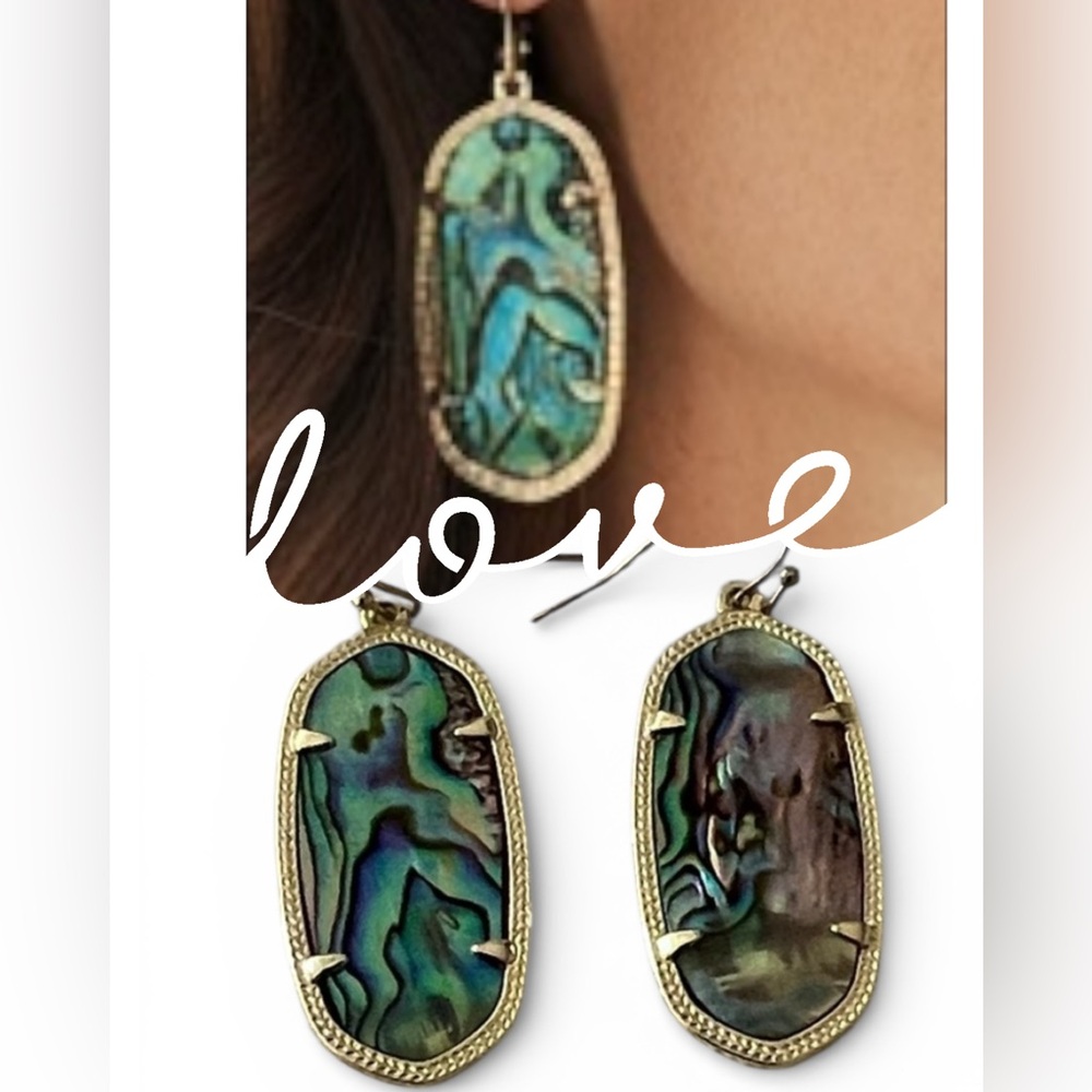 Kendra Scott Elle Gold Drop Earrings in Abalone Shell